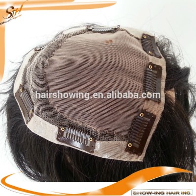 Natural looking silk toupee topper for women