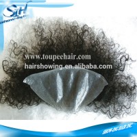 Super thin skin afro curl men's front hairpiece