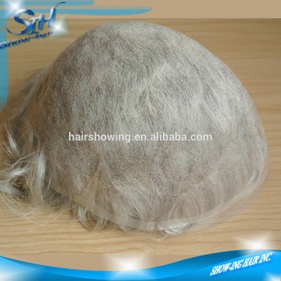 Stock of super fine French lace gray hair toupee for men